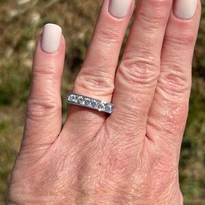 Vintage Camille Lucie Silver & CZ Square Cut Bar Ring